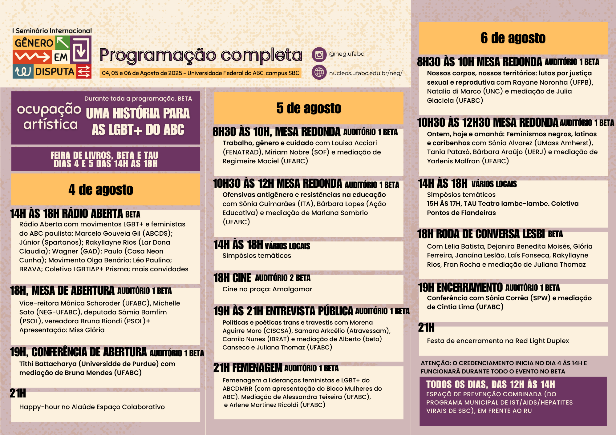 Programação atualizada