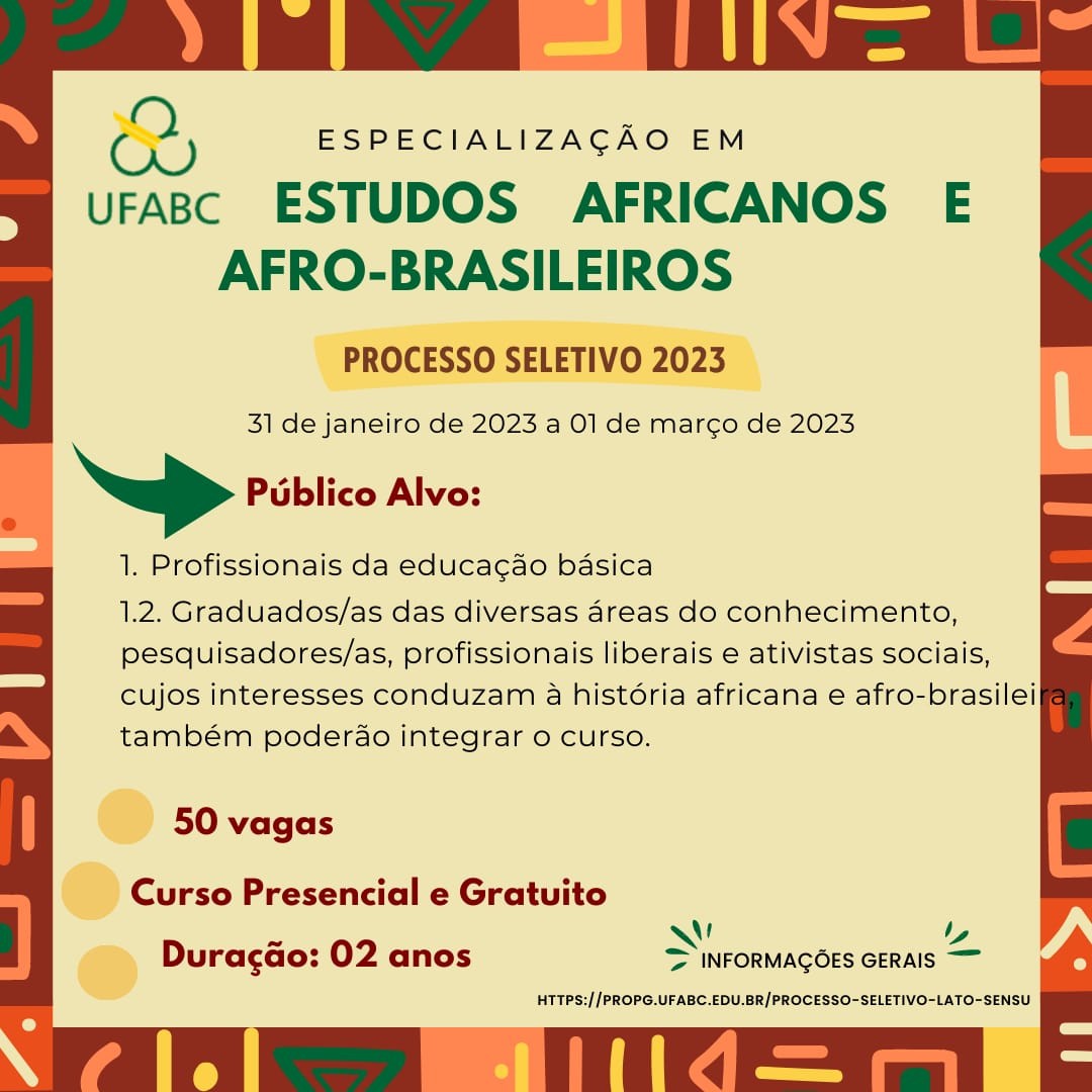 Especialização em Estudos Africanos e Afrobrasileiros 2023